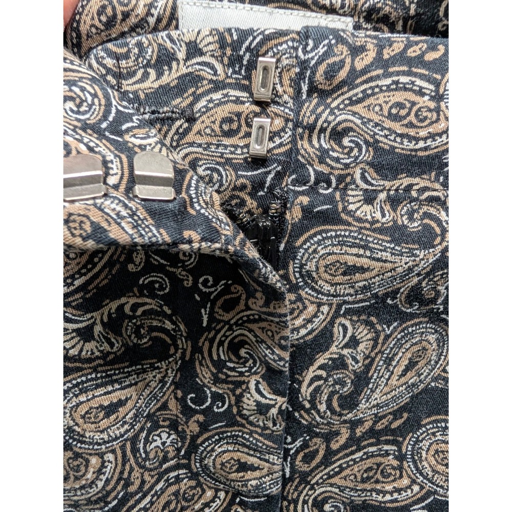 J. Jill Ankle Pants‎ Black Tan Paisley Cotton Stretch Trousers - 14 - Picture 4 of 8